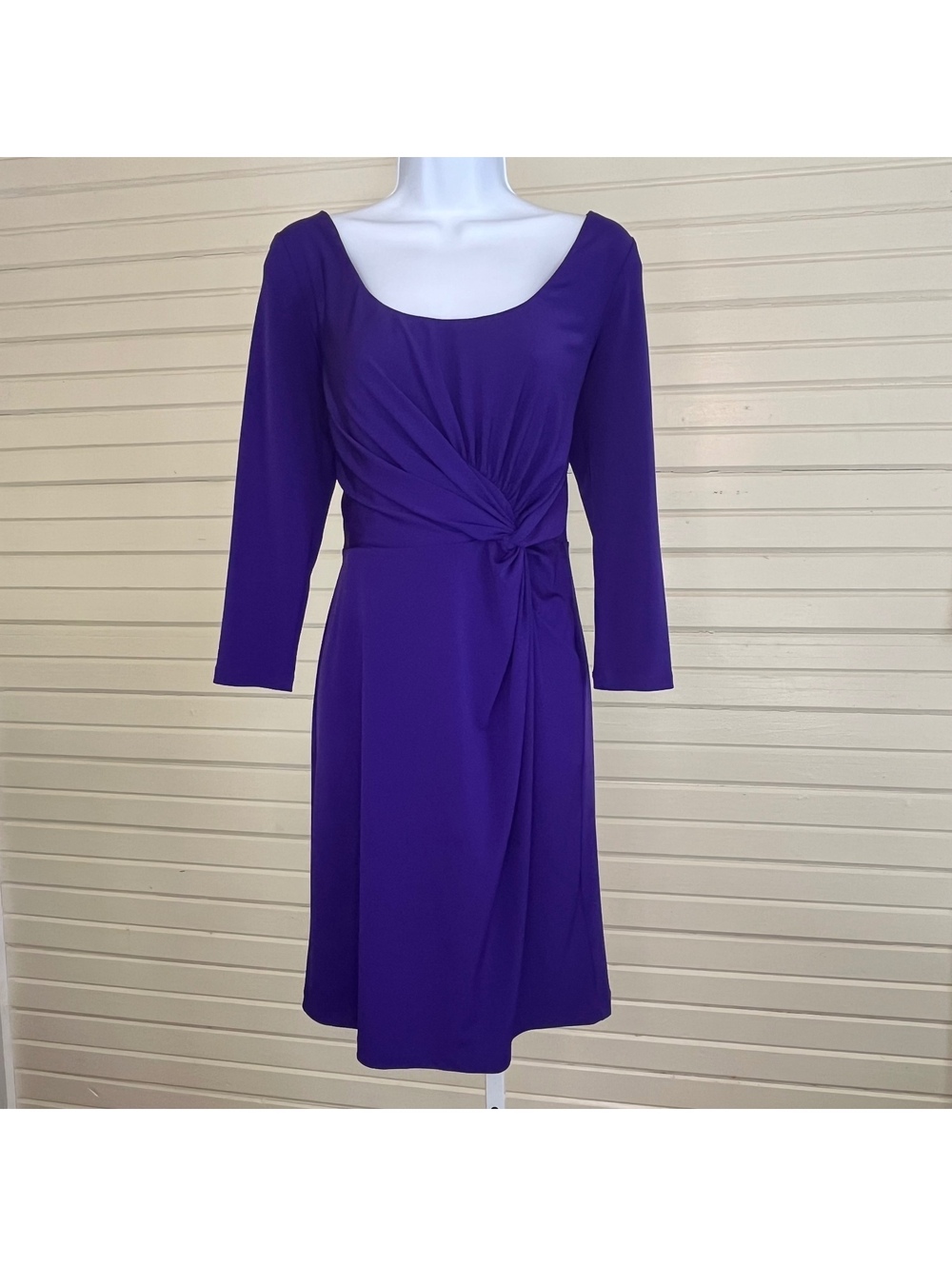 Muse Boston Proper Purple Draped Twist Waist Midi Dress Size 8